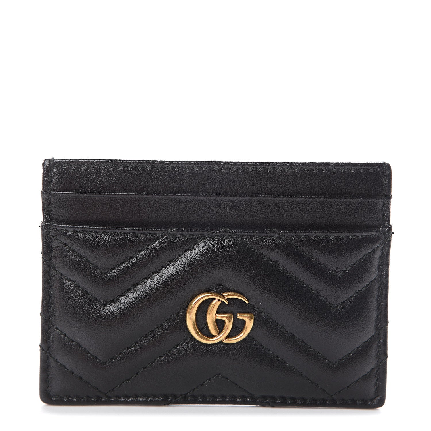 Gucci Calfskin Matelasse GG Marmont Card Holder Black 1 of 5