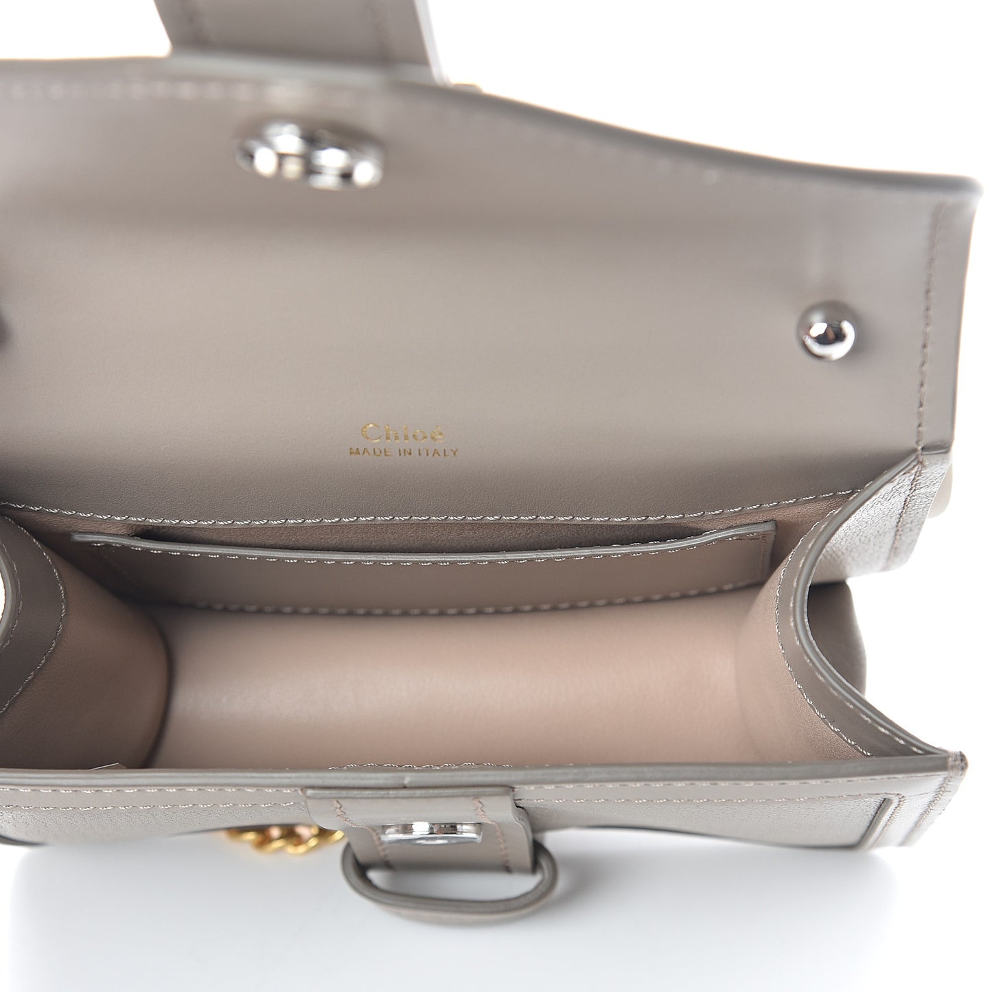 Shiny Goatskin Calfskin Mini Aby Chain Shoulder Bag Motty Grey