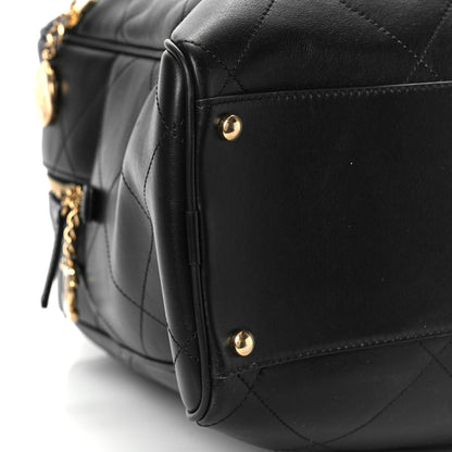 Chanel Calfskin Stitched Maxi Logo Bowling Bag Black 8 of 9