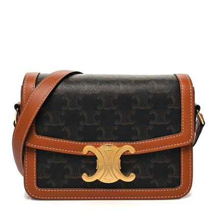 Celine Calfskin Triomphe Canvas Teen Triomphe Bag Tan 1 of 11