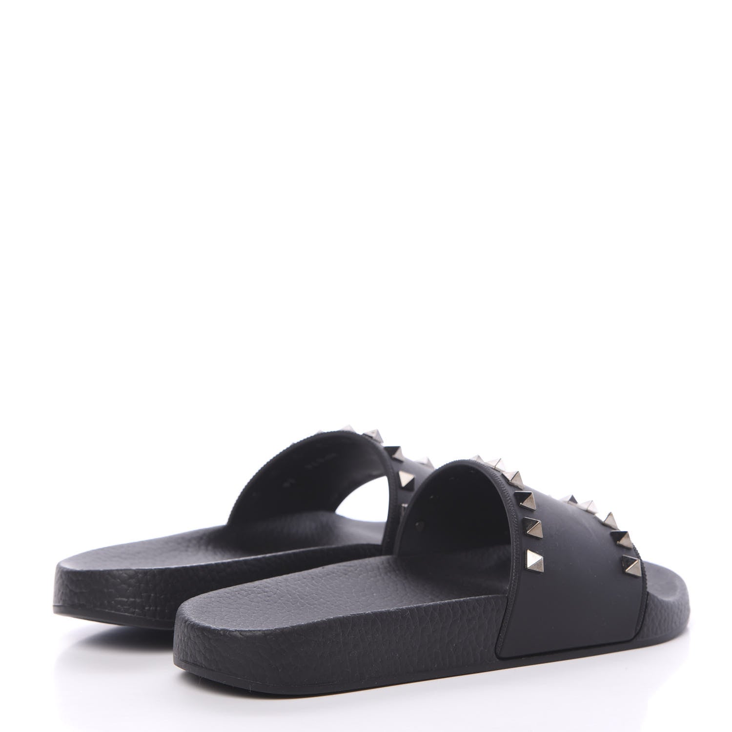 Valentino Garavani Rubber Rockstud Slide Sandals 36 Black 4 of 7
