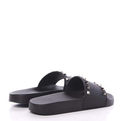 Valentino Garavani Rubber Rockstud Slide Sandals 36 Black 4 of 7