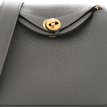 Hermes Taurillon Clemence Mini Lindy 20 Gris Meyer 8 of 11