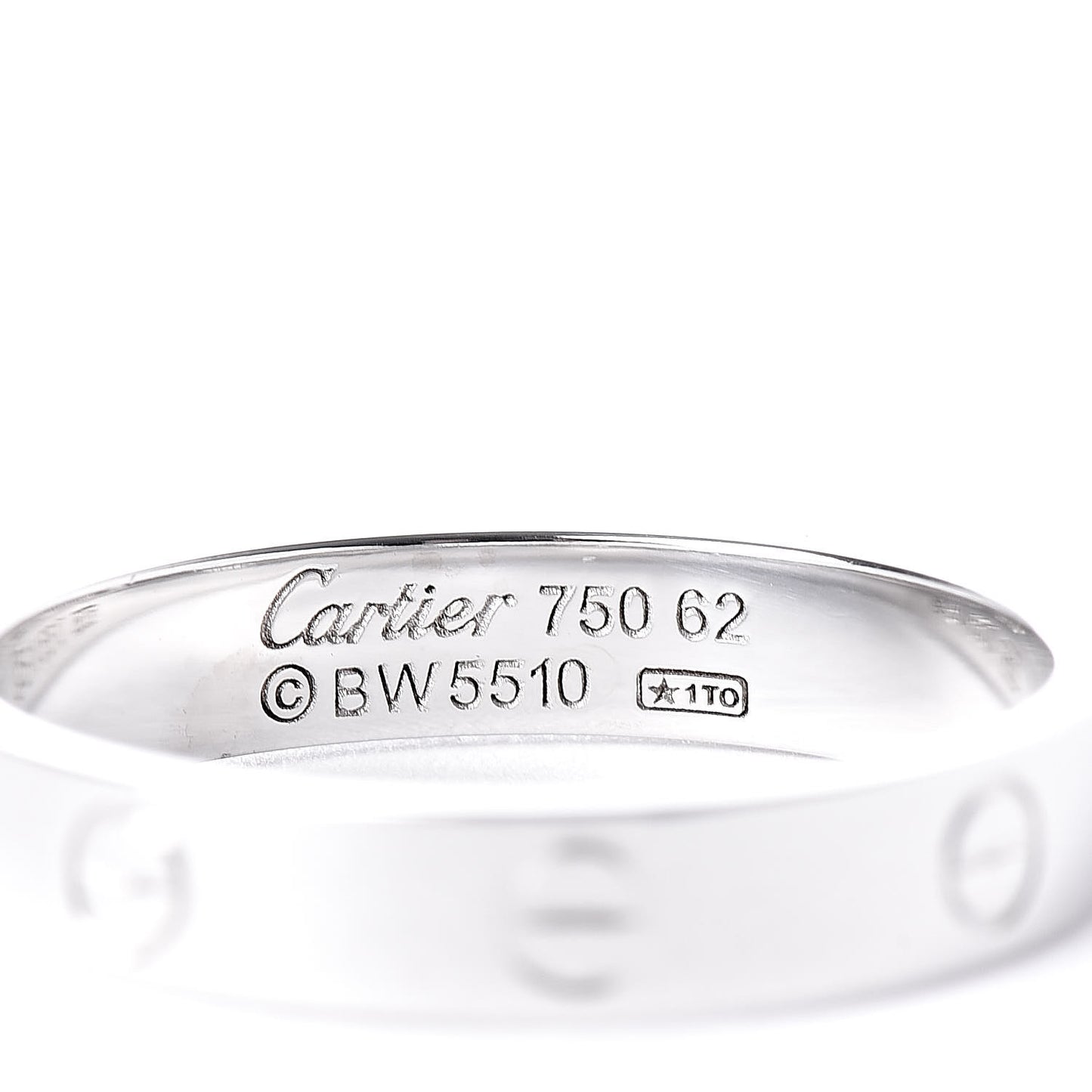 18K White Gold 3.5mm LOVE Wedding Band Ring 62 10