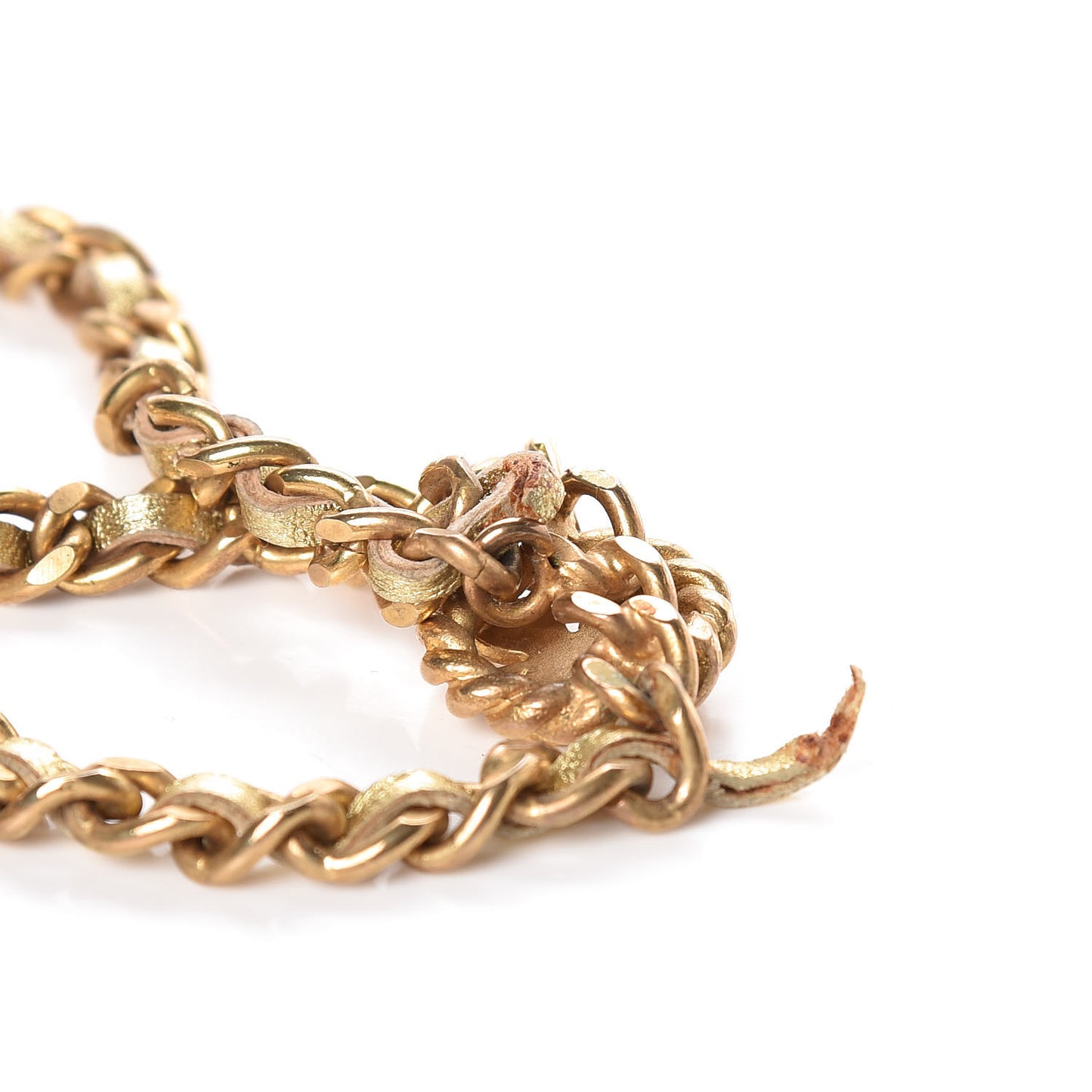 Metal Lambskin Chain CC Clover Belt Gold