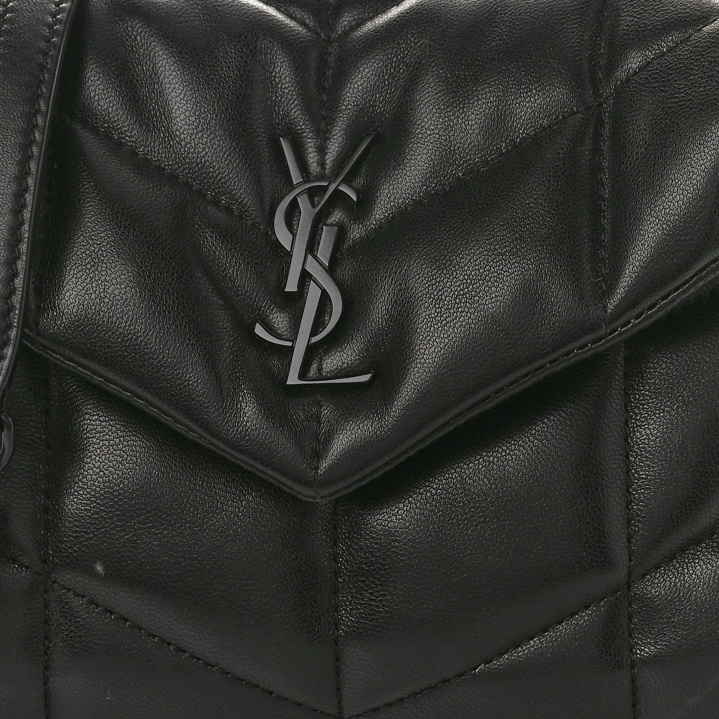 Lambskin Quilted Toy Loulou Puffer Monogram Monochrome Chain Satchel Black