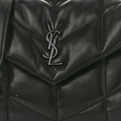 Saint Laurent Lambskin Quilted Toy Loulou Puffer Monogram Monochrome Chain Satchel Black 8 of 13