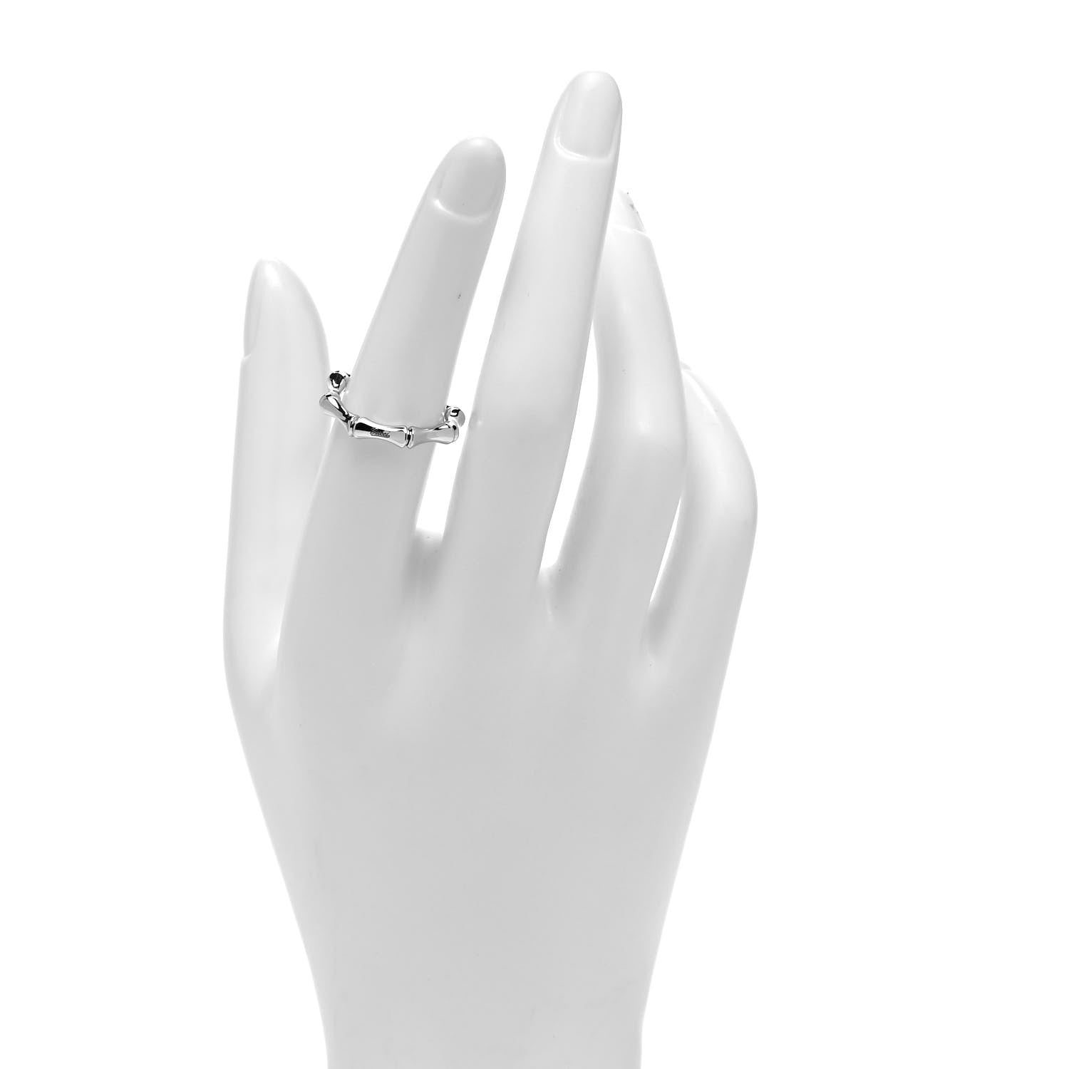 Gucci 18K White Gold Bamboo Spring Ring 50 5.5 2 of 4