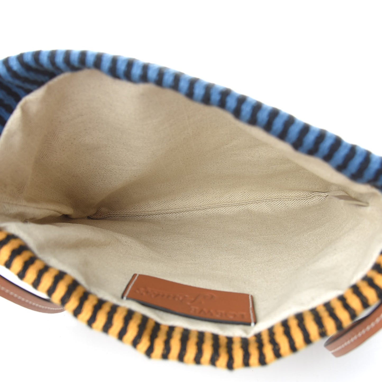 Canvas Calfskin Print Paulas Ibiza Stripes Cushion Crossbody Tan Multicolor