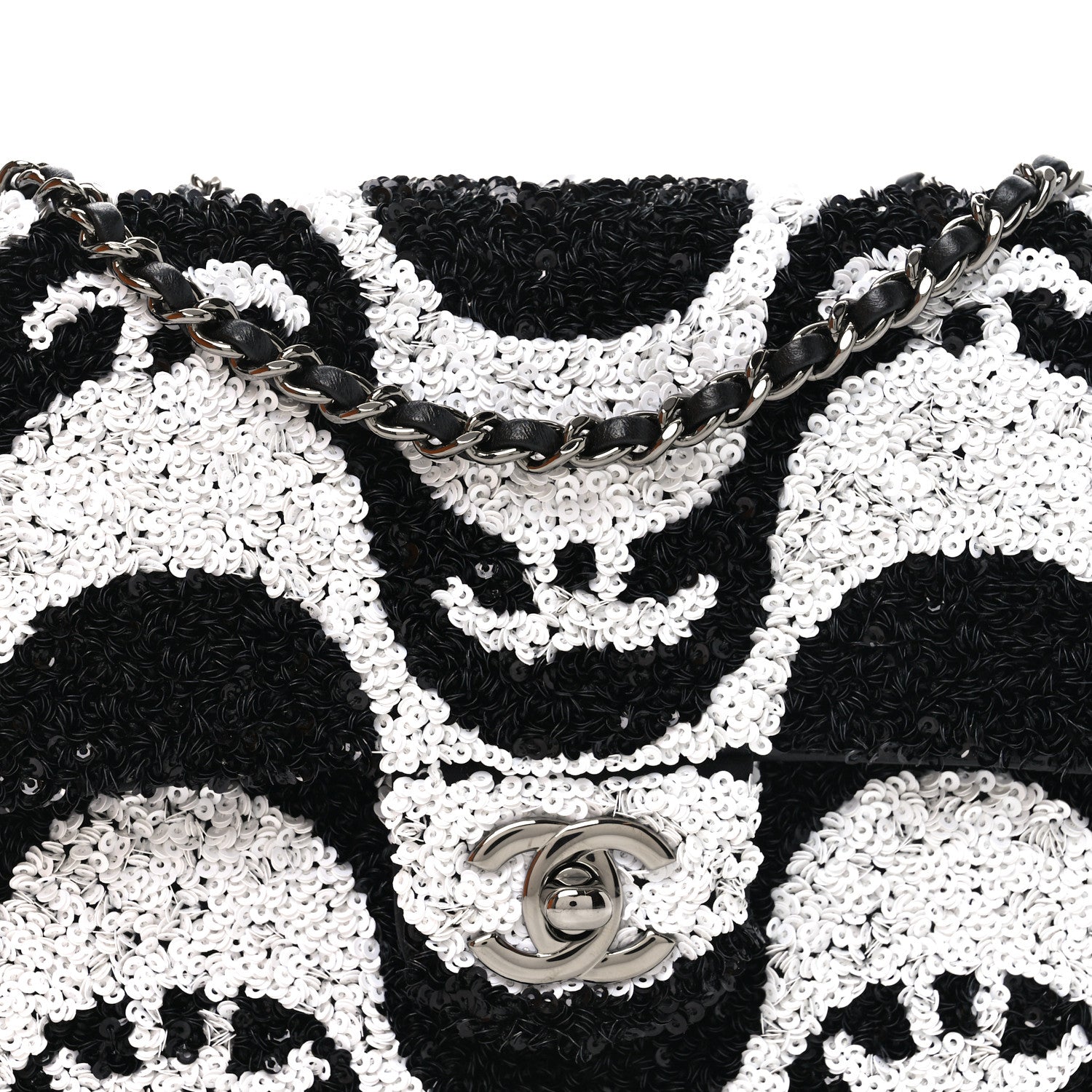 Chanel Sequin Mini Rectangular Flap Black White 8 of 11