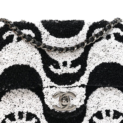 Chanel Sequin Mini Rectangular Flap Black White 8 of 11