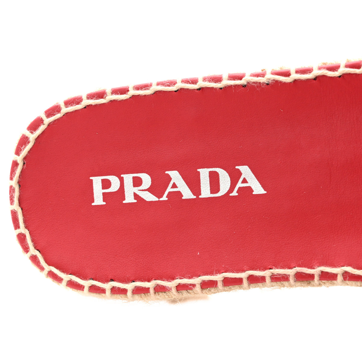 Nappa Logo Quilted Espadrille 20mm Slide Sandals 38 Red