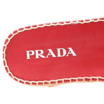 Prada Nappa Logo Quilted Espadrille 20mm Slide Sandals 38 Red 7 of 12