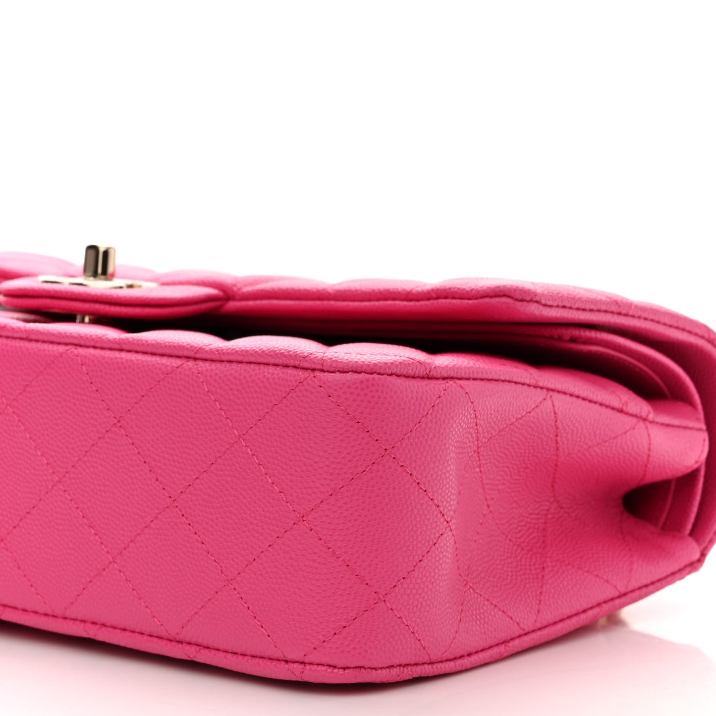 Caviar Quilted Medium Double Flap Dark Pink