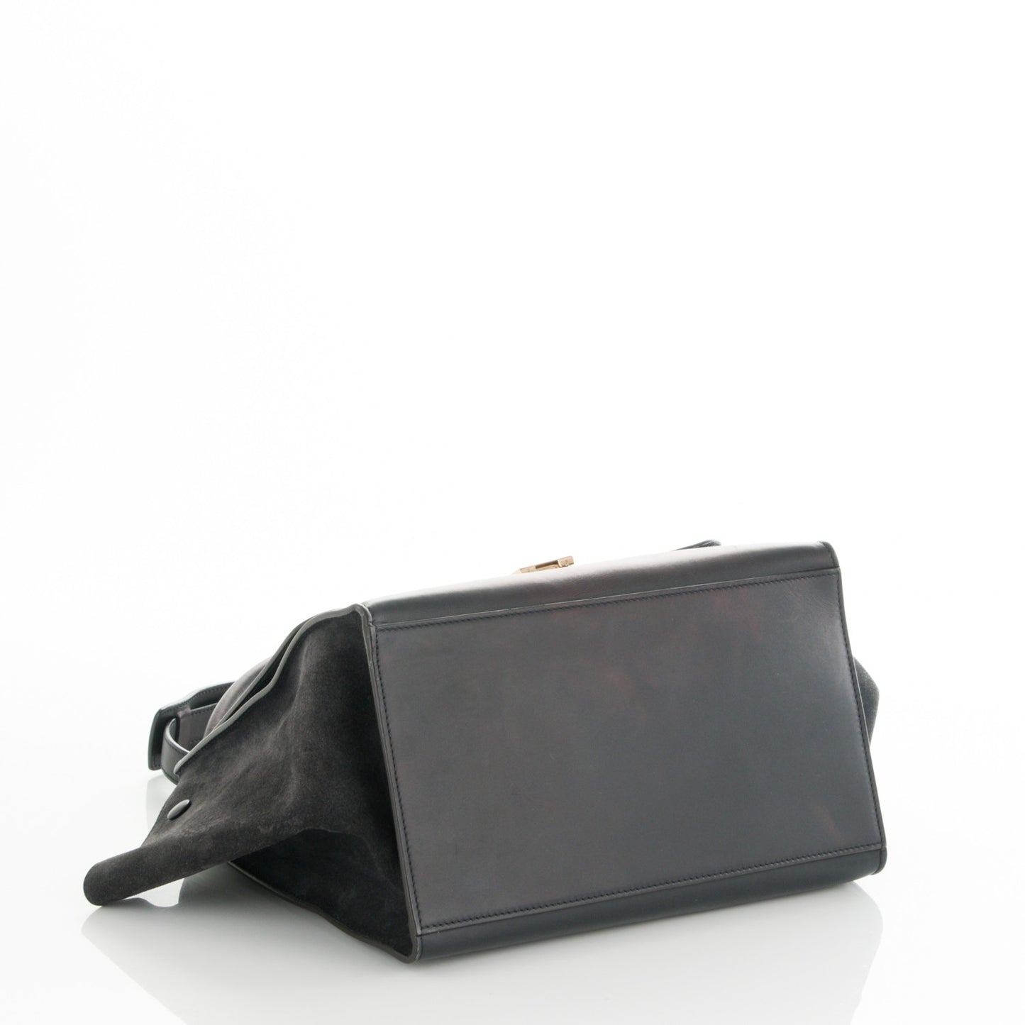 Smooth Calfskin Suede Medium Trapeze Black