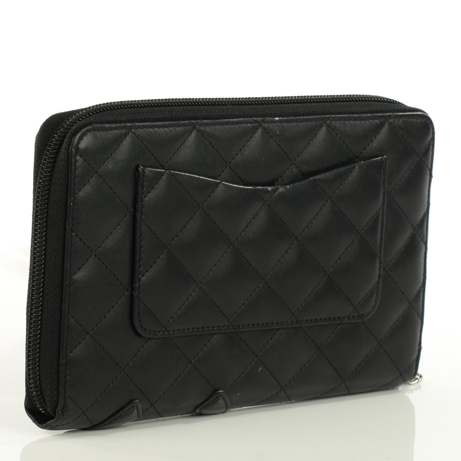 Chanel Calfskin Quilted Cambon Zip Around Organizer Wallet Black 3 of 8