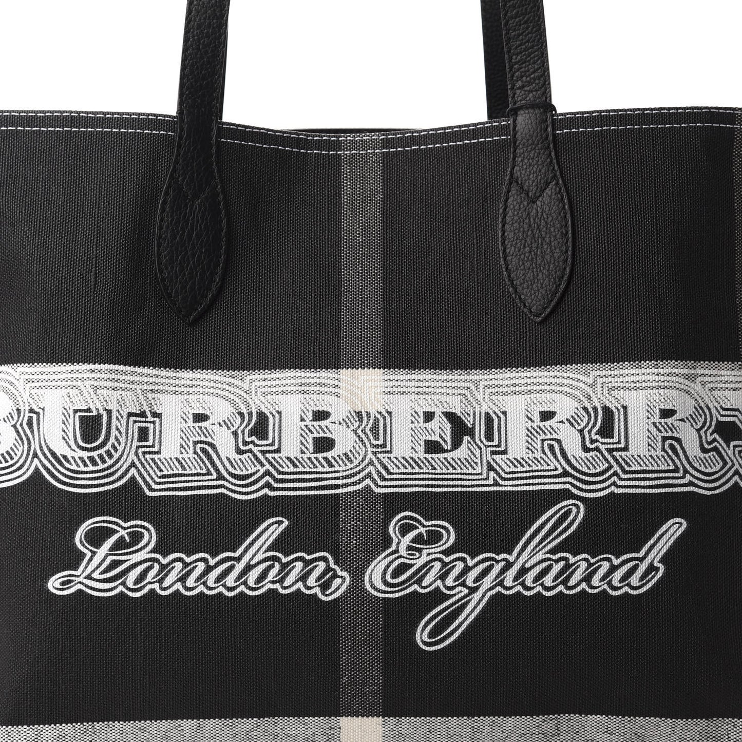 Coated Canvas Mega Check Medium Doodle Tote Black White