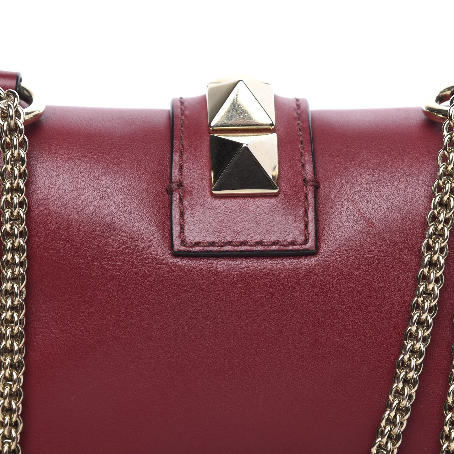 Vitello Mini Glam Lock Rockstud Flap Red