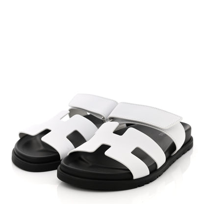 Hermes Calfskin Womens Chypre Sandals 37 White 3 of 9