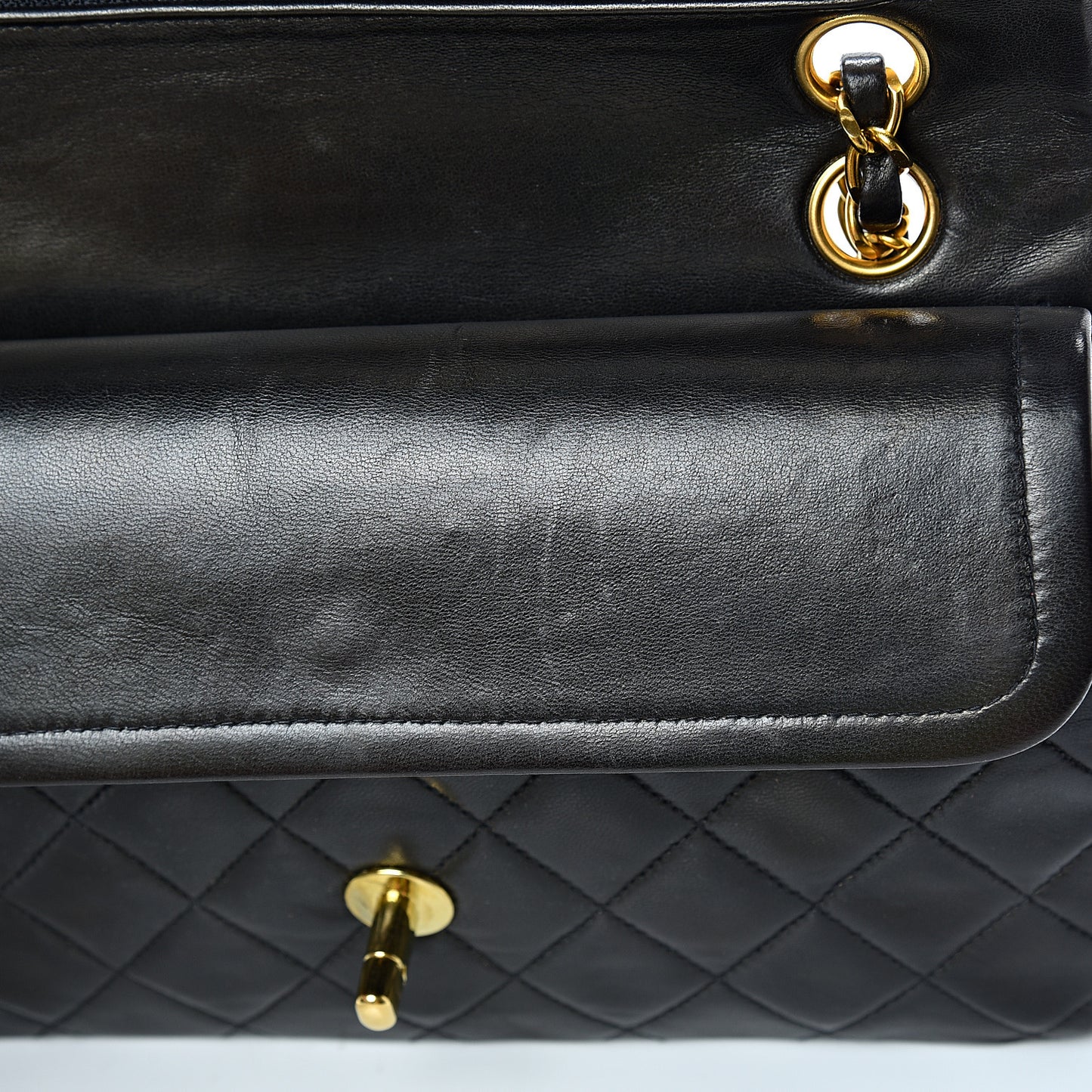 Lambskin Quilted Small Double Flap Black