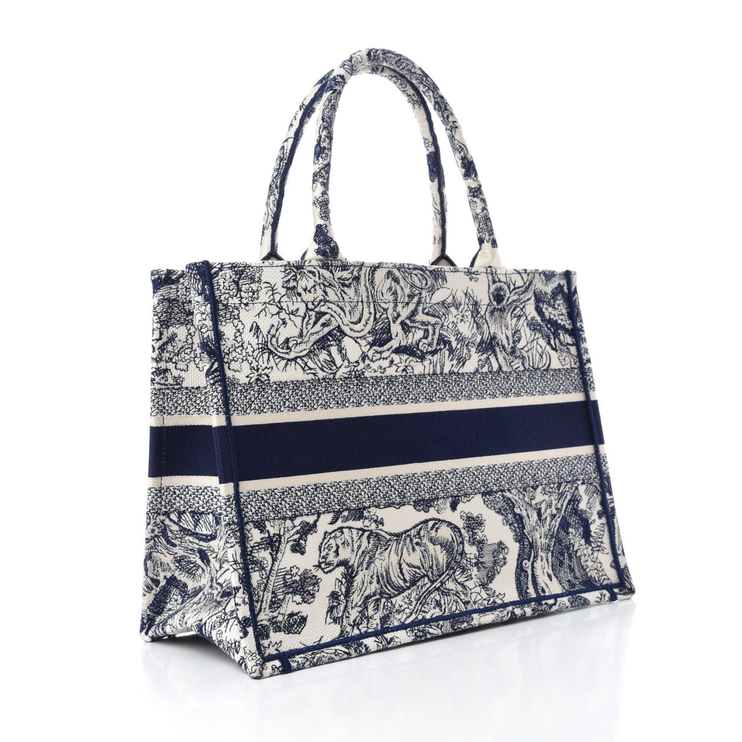 Canvas Embroidered Medium Dioriviera Toile De Jouy Book Tote Blue