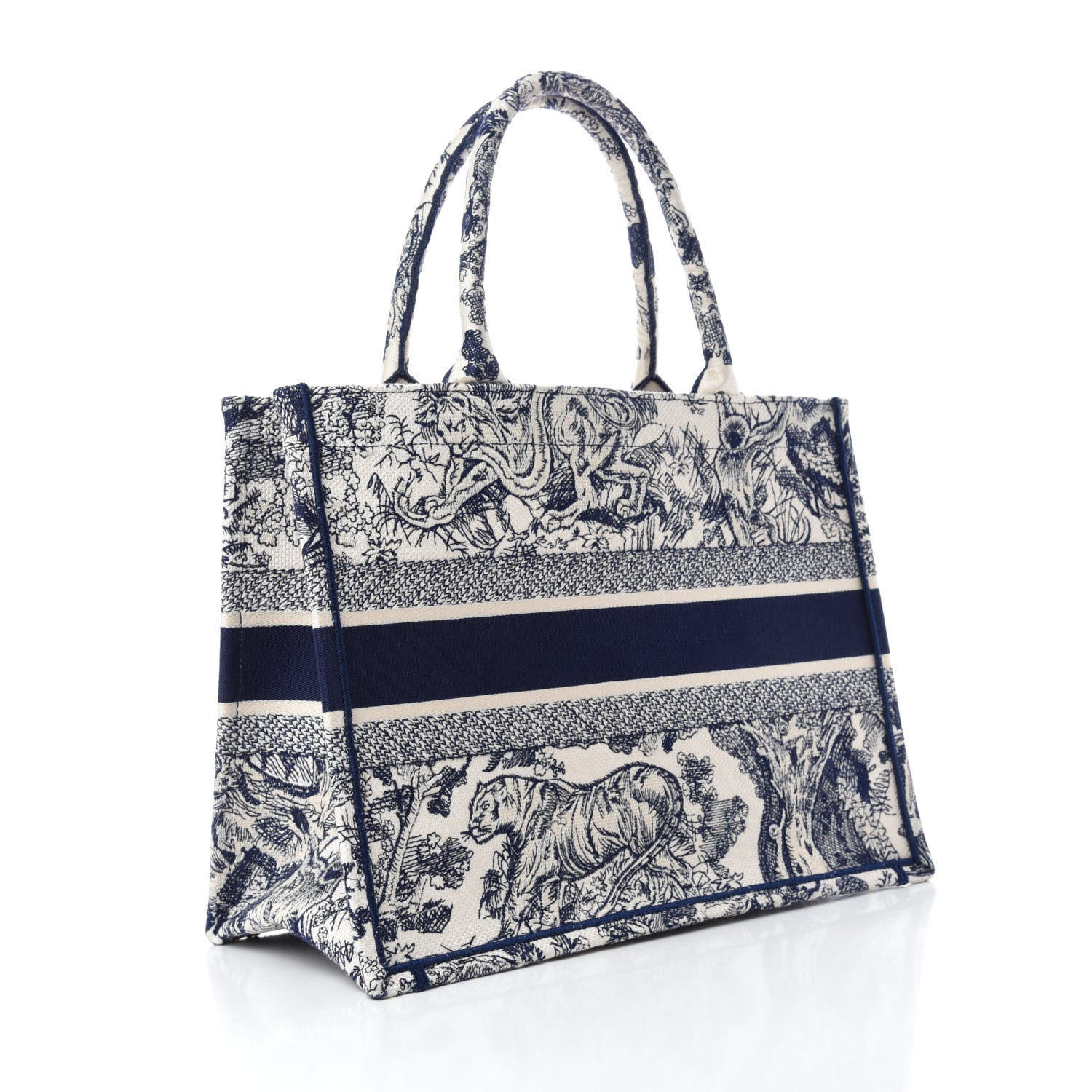 Christian Dior Canvas Embroidered Medium Dioriviera Toile De Jouy Book Tote Blue 3 of 10