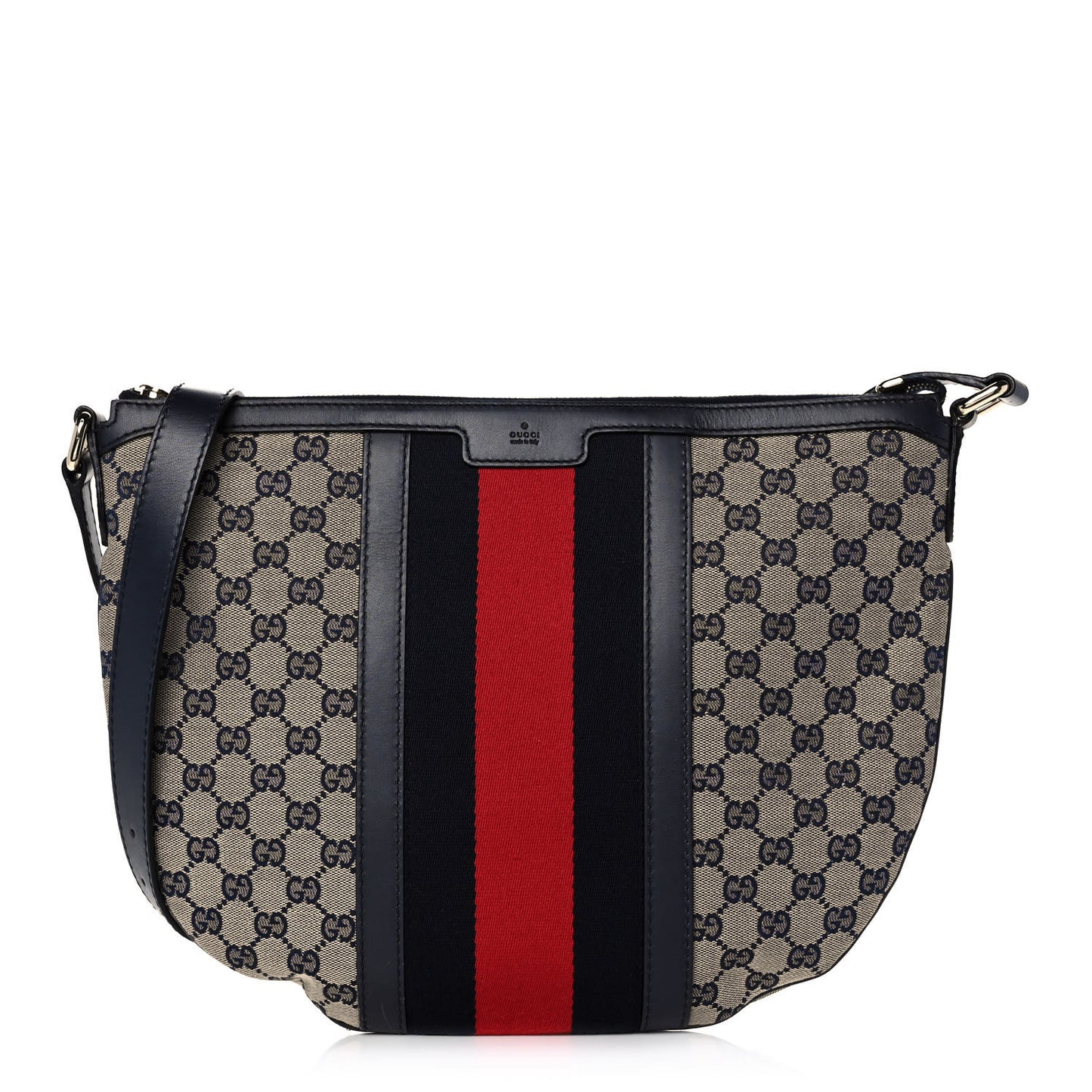 Monogram Vintage Web Medium Half Moon Hobo Navy