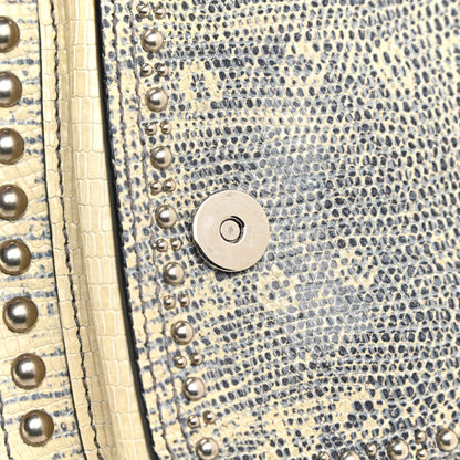 Miu Miu Lizard Embossed Calfskin Studded Jewel Buckle Dahlia Shoulder Bag Roccia 12 of 17