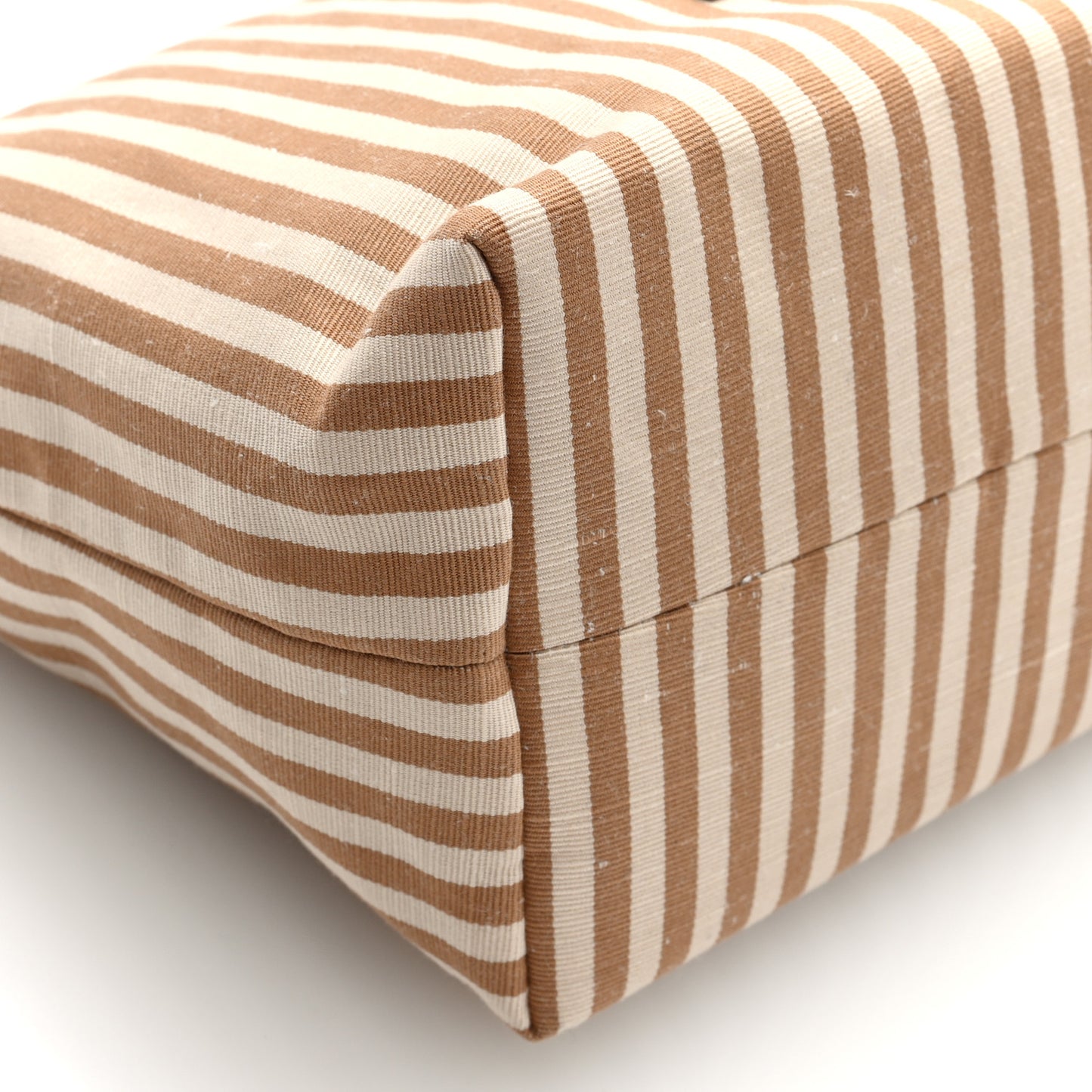 Cotton Linen Calfskin Striped Mini Spirit Cire Bag Tan Caramel