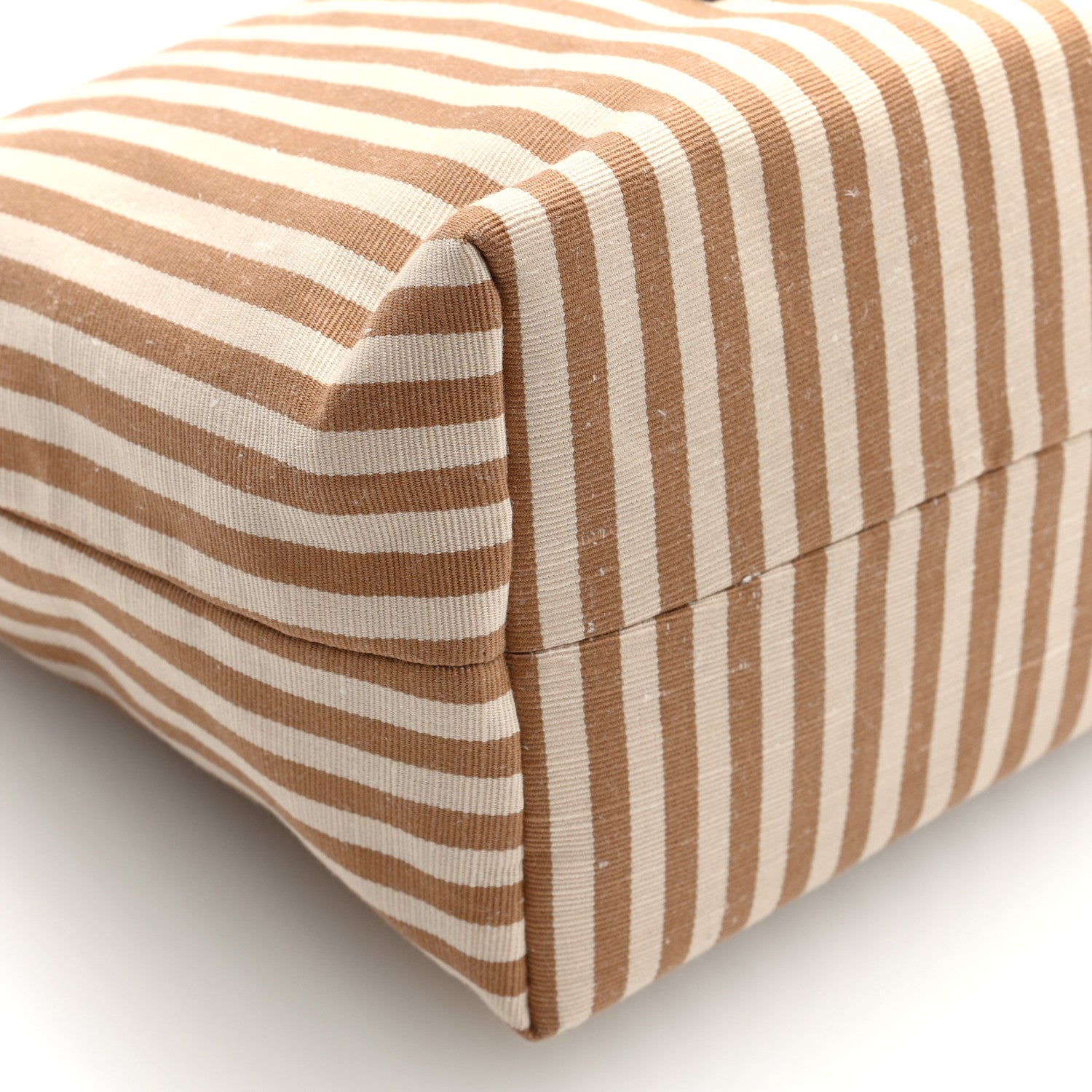 Miu Miu Cotton Linen Calfskin Striped Mini Spirit Cire Bag Tan Caramel 8 of 9