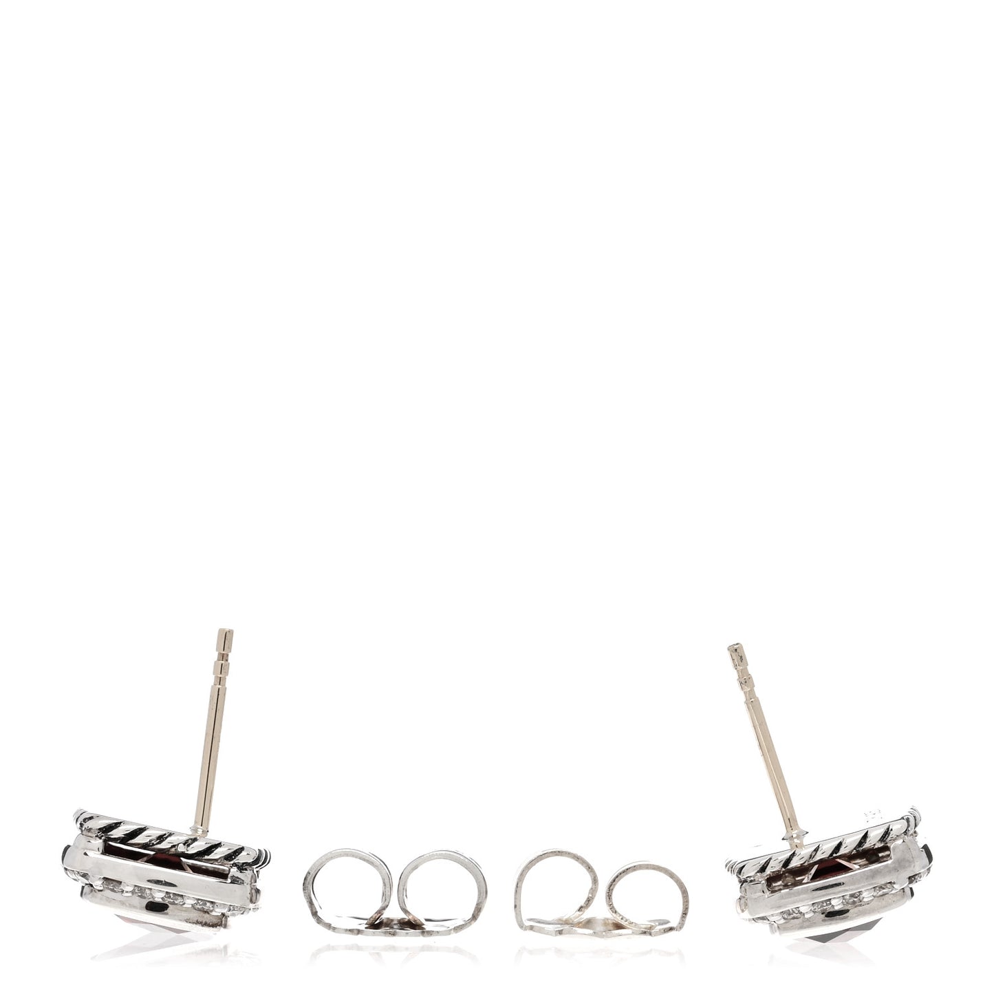 Sterling Silver Diamond Garnet 7mm Petite Albion Earrings