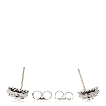 David Yurman Sterling Silver Diamond Garnet 7mm Petite Albion Earrings 3 of 4
