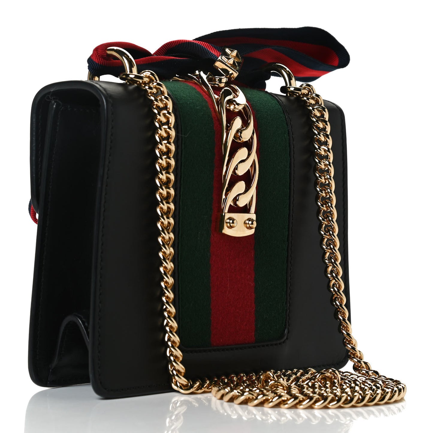 Calfskin Mini Sylvie Chain Shoulder Bag Black