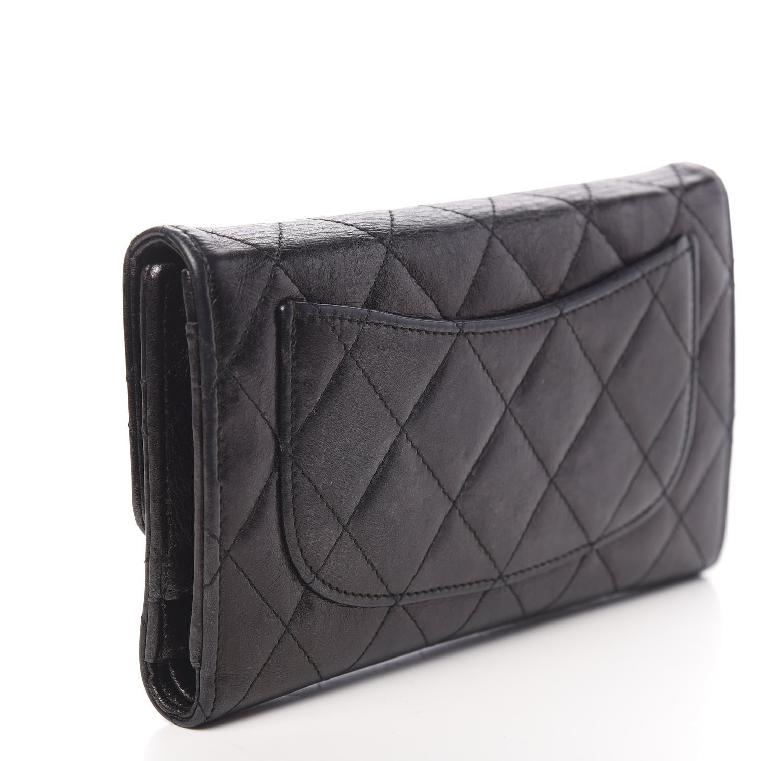 Chanel Glazed Calfskin Quilted Reissue Long Flap Wallet Black 3 of 9