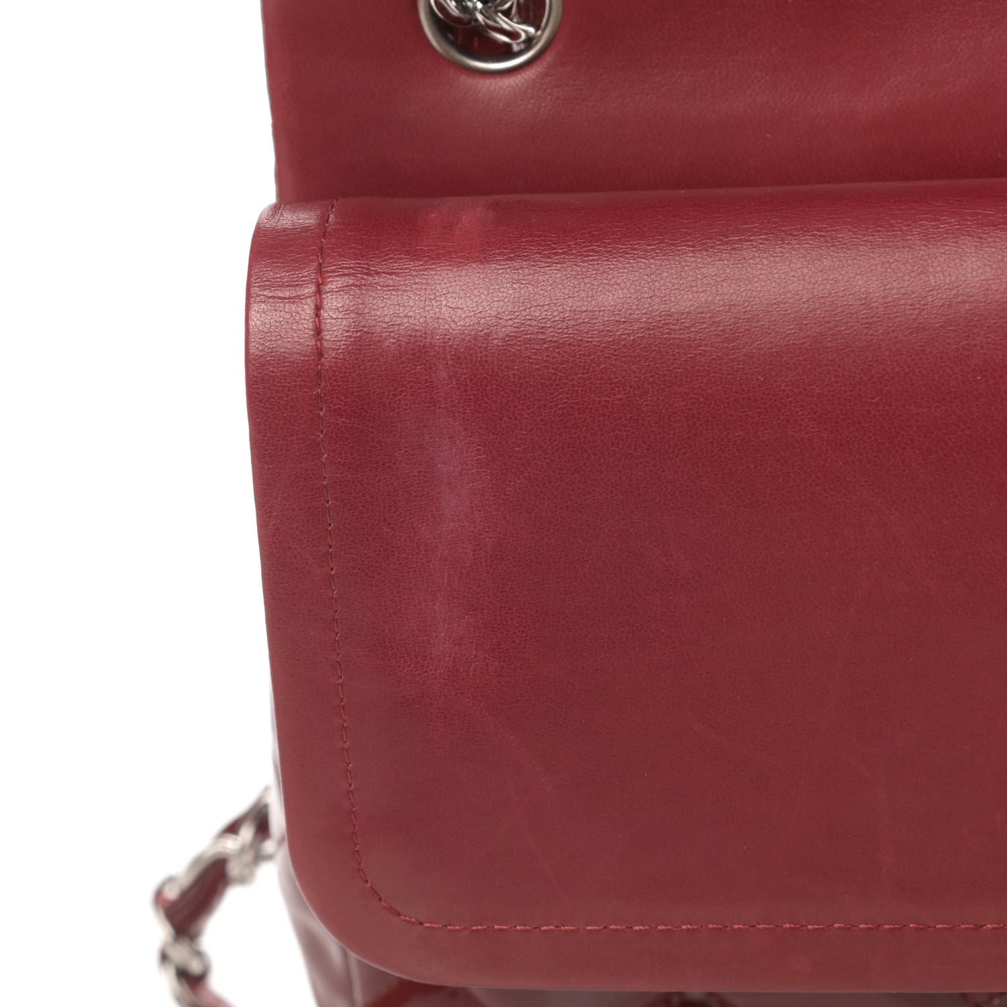 Patent Quilted Jumbo Double Flap Dark Red