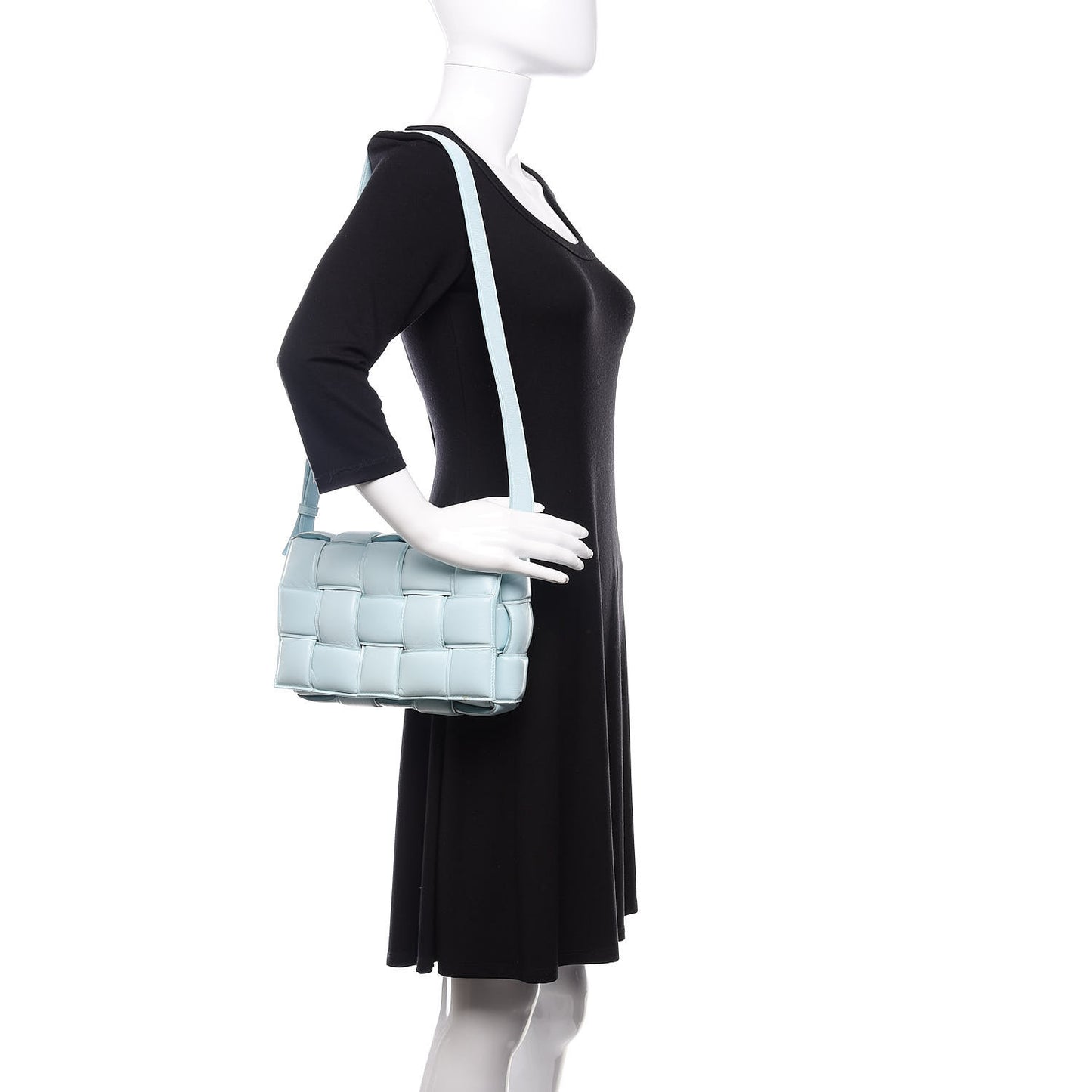 Paper Calfskin Maxi Intreccio Padded Cassette Crossbody Bag Ice