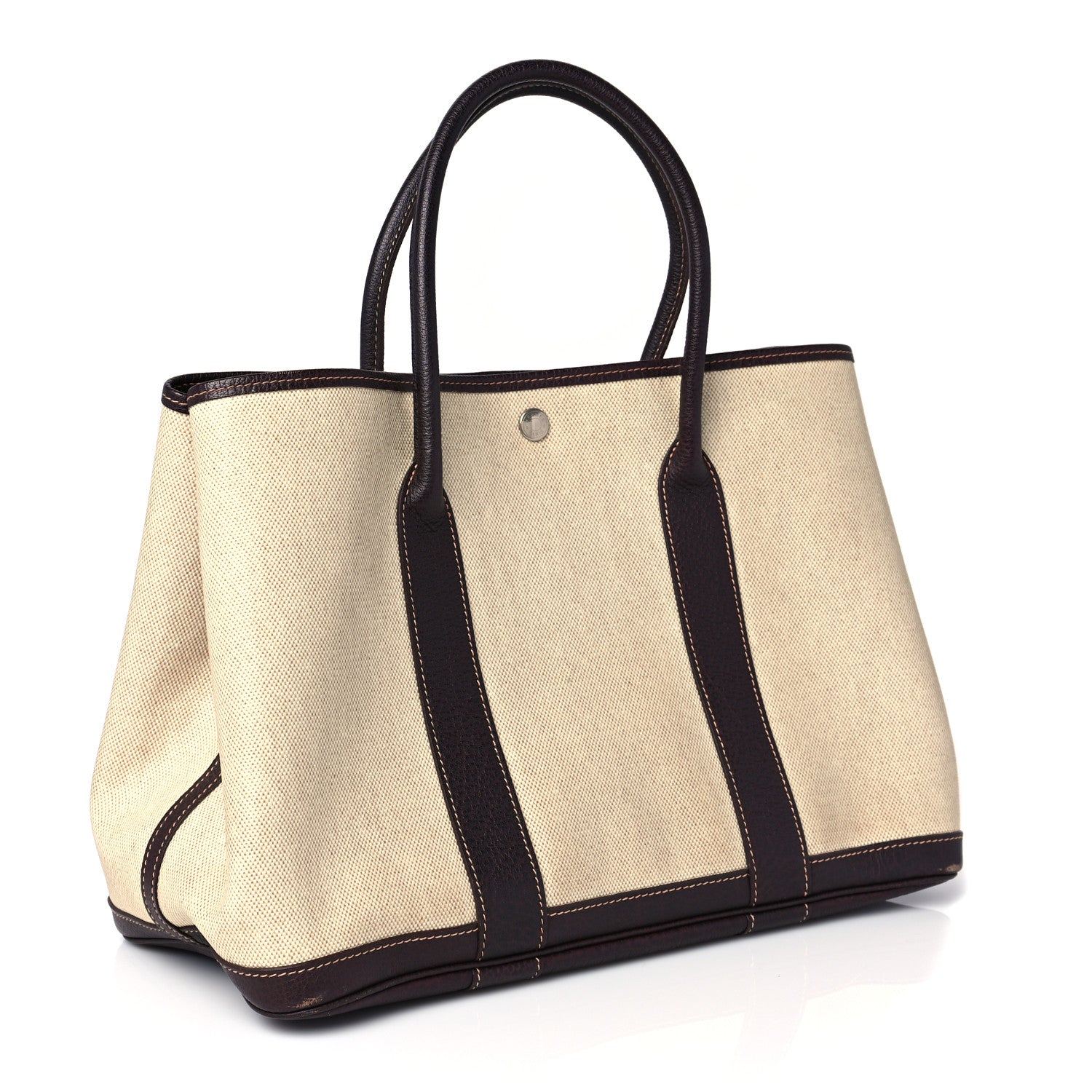 Hermes Buffle Skipper Toile Garden Party 36 MM Tote Marron Fonce 3 of 11