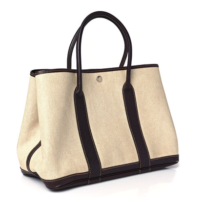 Hermes Buffle Skipper Toile Garden Party 36 MM Tote Marron Fonce 3 of 11