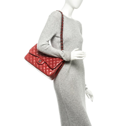Chanel Lambskin Quilted Jumbo Double Flap Red 2 of 8