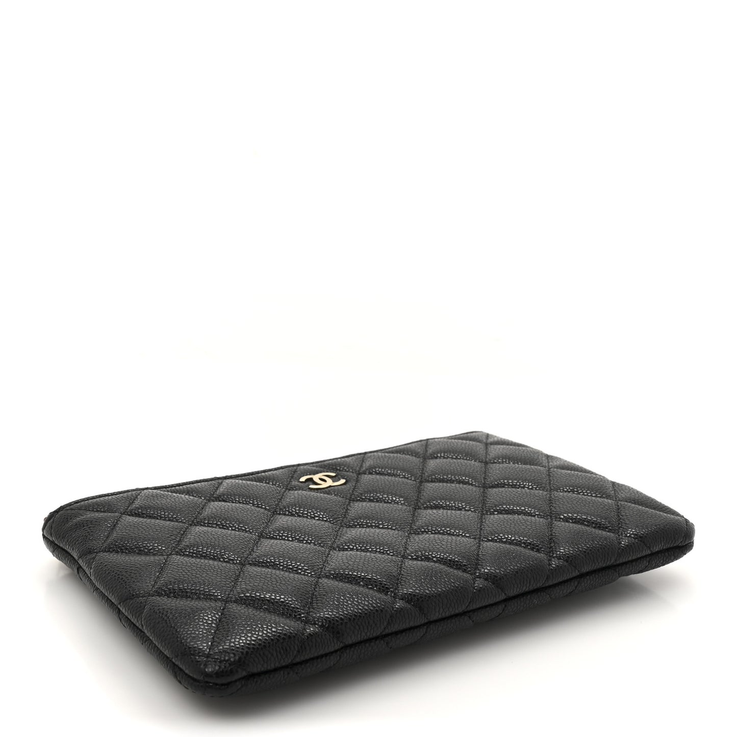 Caviar Quilted Small Zipped Pouch Black