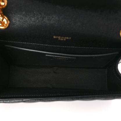 Saint Laurent Grain De Poudre Matelasse Chevron Medium Monogram Satchel Black 5 of 8