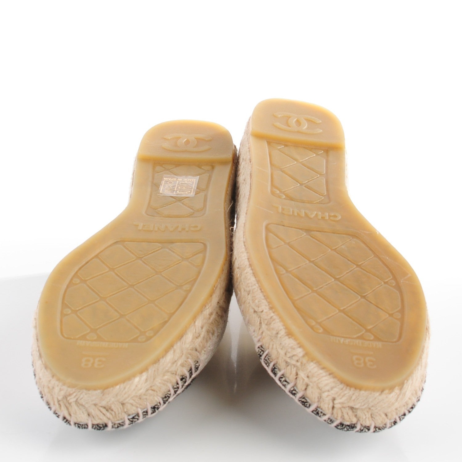 Chanel Toile Sequin CC Espadrilles 38 Beige Black 13 of 18