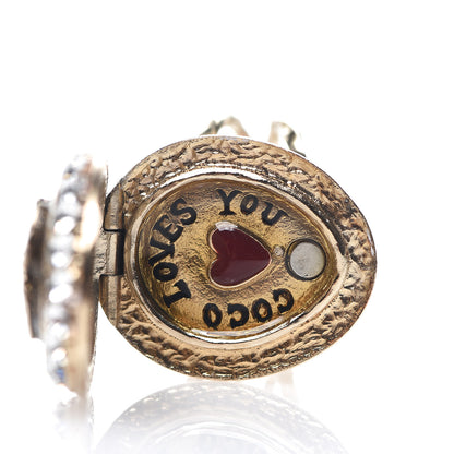Chanel Crystal CC Coco Loves You Locket Ring 6.25 Gold 5 of 5