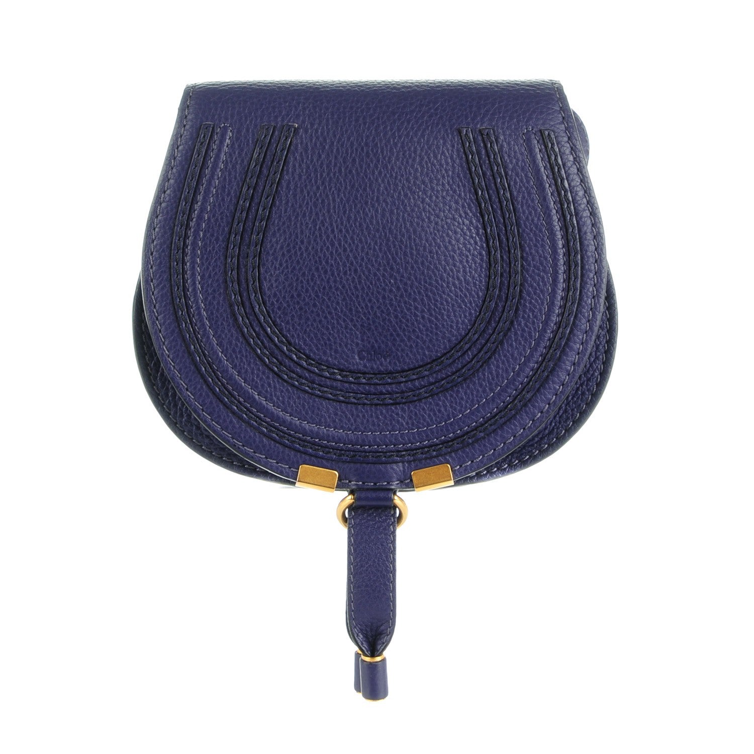 Chloe Calfskin Mini Marcie Round Crossbody Bag Storm Blue 1 of 8