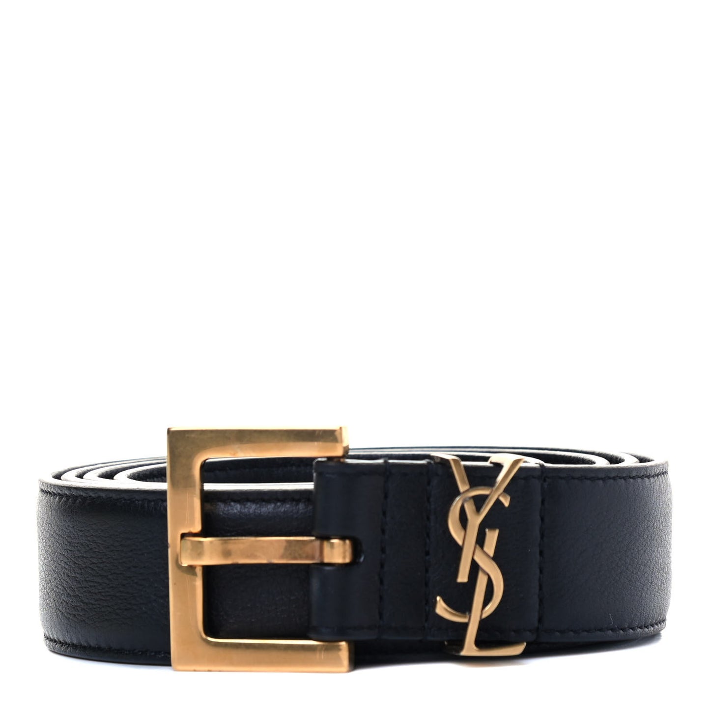 Smooth Calfskin Monogram Square Buckle Belt 100 Black