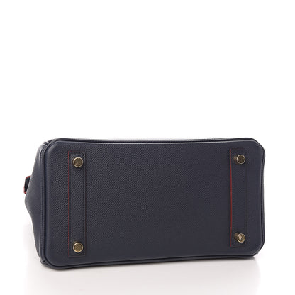 Hermes Epsom Contour Birkin 25 Bleu Indigo Rouge H 5 of 34