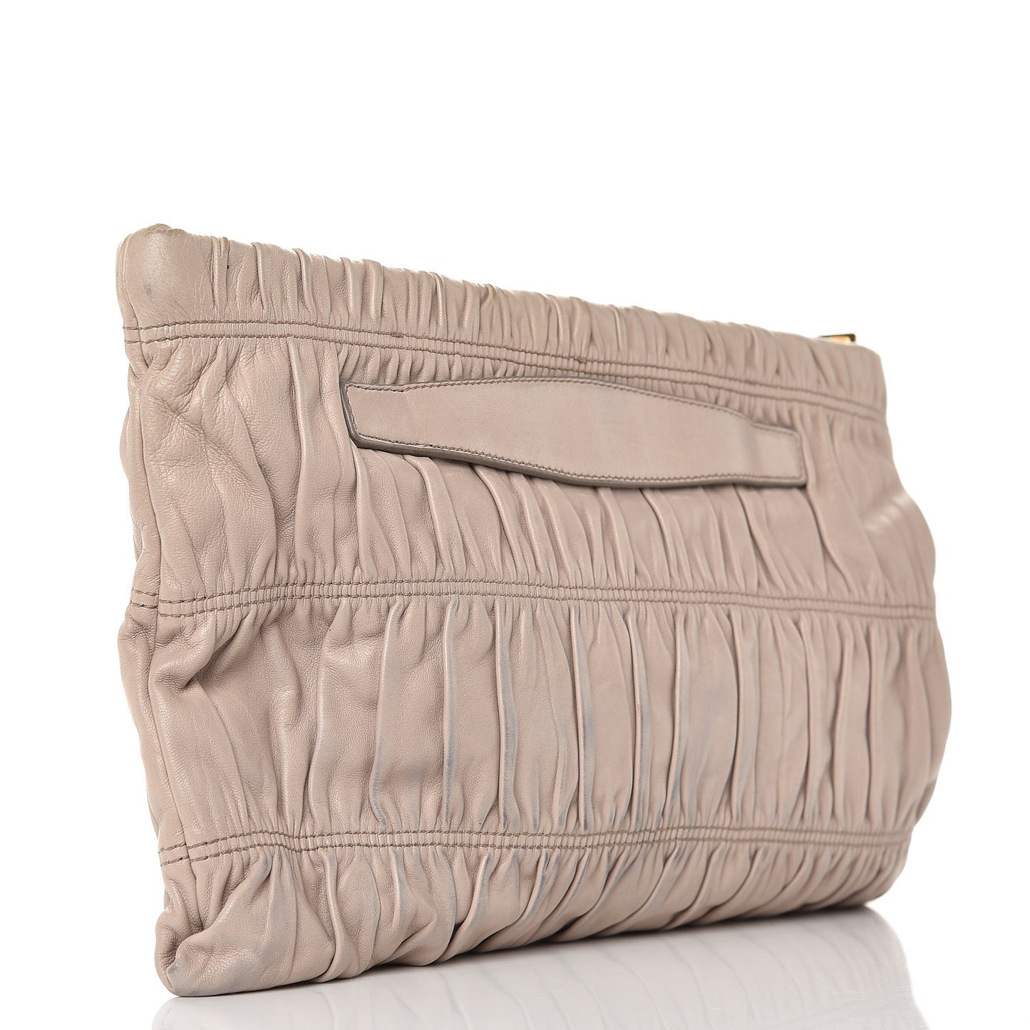 Nappa Gaufre Ruched Clutch Pomice