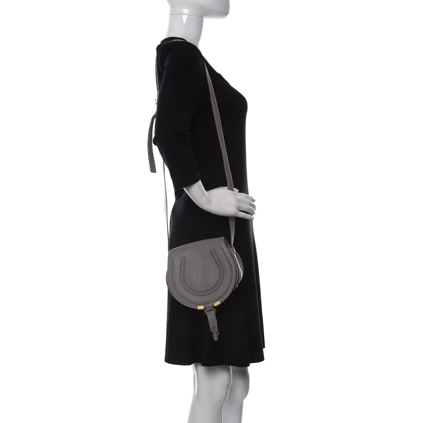 Calfskin Mini Marcie Round Crossbody Bag Cashmere Grey