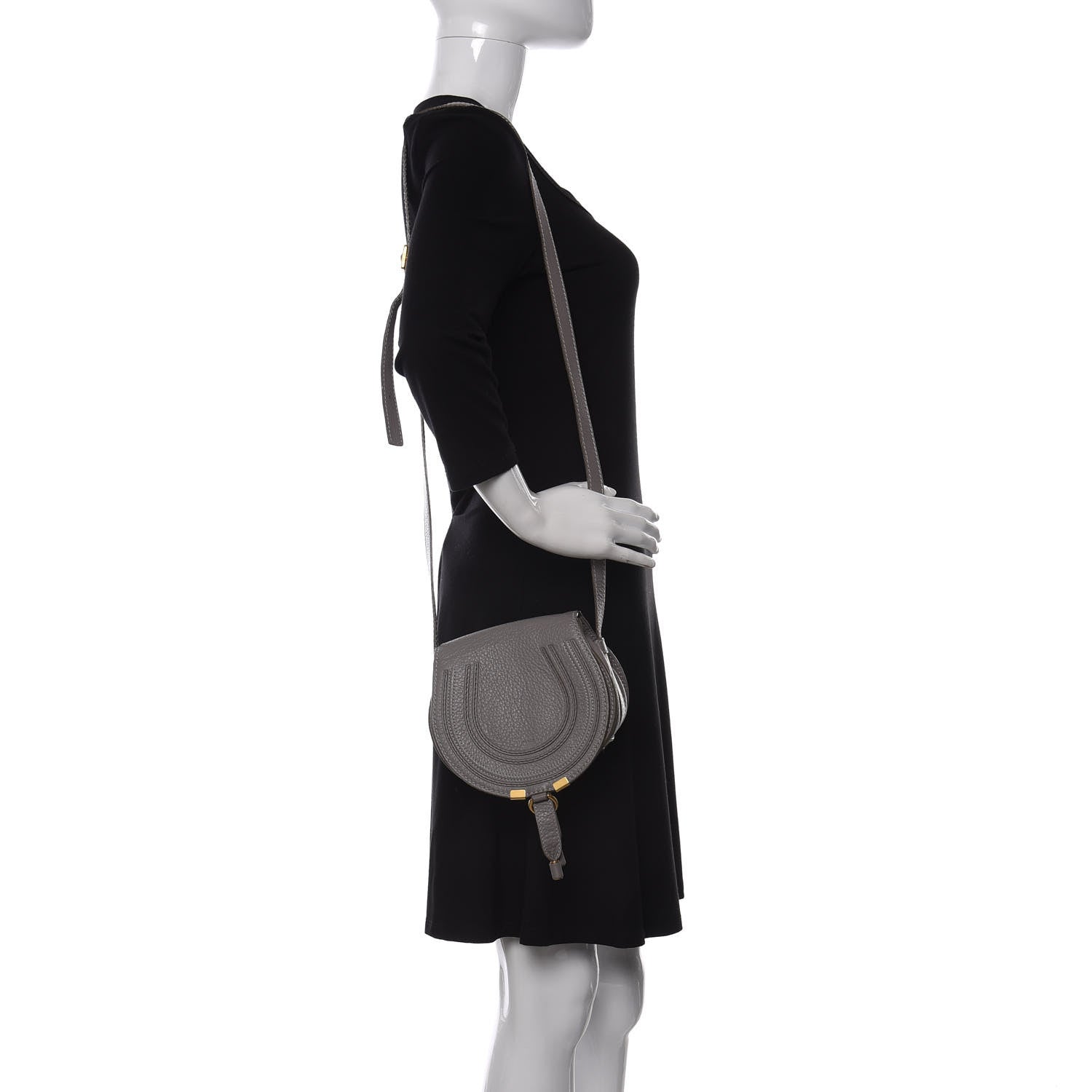 Chloe Calfskin Mini Marcie Round Crossbody Bag Cashmere Grey 2 of 11
