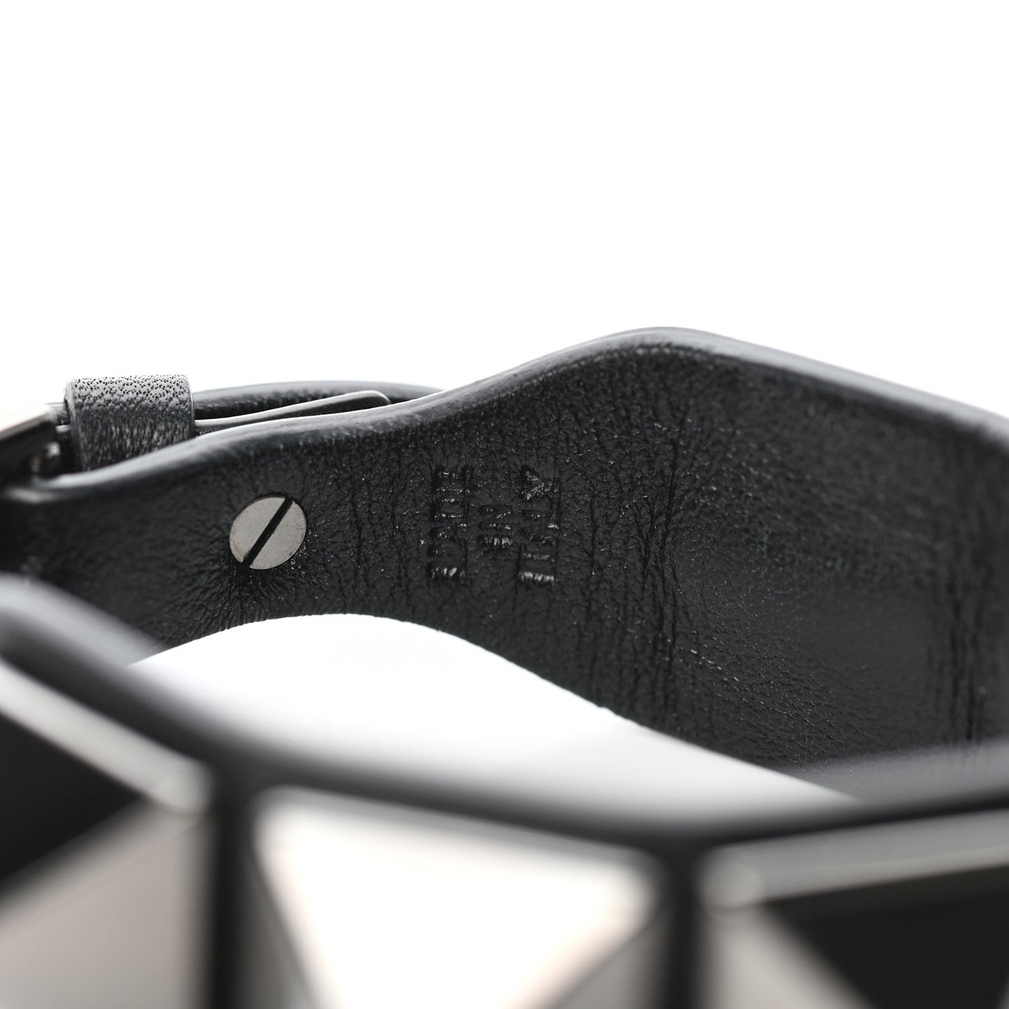 Calfskin Macro Rockstud Bracelet Black